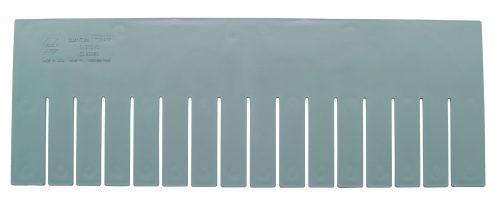 DL93080.jpg A translucent green plastic disc holder with slots, ideal for use with the gray Quantum Long Divider (for DG93080). It boasts etched text and logos on the top left corner and a long divider for better organization. Proudly made in the USA.