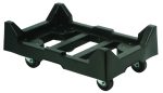The Quantum Dolly, measuring 24W x 15D, supports a 1000 lbs. load and is perfect for transporting heavy items. It features a sturdy grid-like base, raised edges, and small swivel casters for stability during transit.