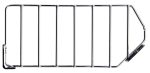 The Quantum Bin Divider, compatible with QMB520C, features a chrome-plated metal side panel with vertical bars in a rectangular frame. It includes a narrower section with diagonal supports on the right side and boasts a durable chrome finish.