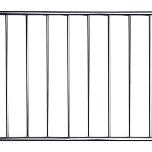 Chrome-plated, minimalist silver metal rack with vertical bars and a slanted top section for QMB534C setups, ideal for hanging garments.