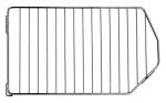 A chrome-plated Quantum Bin Divider, compatible with QMB539C, is shown from above on a white background featuring evenly spaced metal bars and a slightly angled right side.