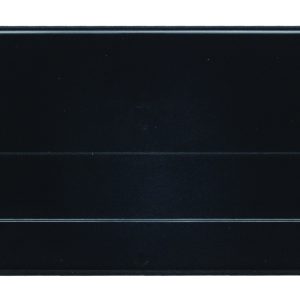 Close-up of a Quantum Bin Divider, solid black and rectangular with smooth edges, designed for use with QMS531. Set against a plain white background. Made in USA. Pack of 6.