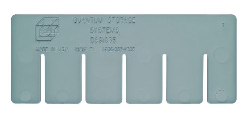The Quantum Short Divider, made in the USA and compatible with DG91035, is gray and ideal for optimal organization. MADE IN U.S.A. MIAMI FL. 1-800-685-4665 is embossed on its surface.