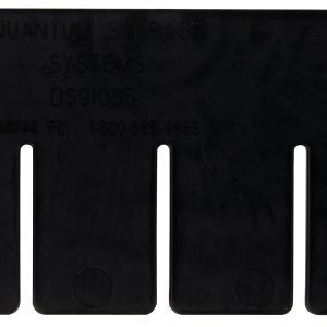 The Quantum Short Divider, Conductive, model DS91035, is black and made in the USA. It has five panels with label printing at the top for organizing items in DG91025CO bins or containers and comes in a pack of six.