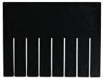 The black Quantum Short Divider, Conductive, compatible with DG92080CO (Pack of 6), is made in the USA and highlighted against a white background with six vertical slots to keep objects upright.