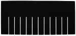 A pack of 6 Quantum Short Dividers, black with rectangular handles and widely spaced teeth, designed for hair styling. The imprinted text on the handle is hard to read. Conductive and compatible with DG93080CO. Made in USA.