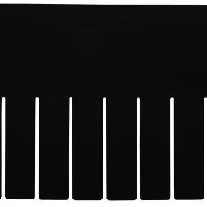 A pack of 6 Quantum Short Dividers, black with rectangular handles and widely spaced teeth, designed for hair styling. The imprinted text on the handle is hard to read. Conductive and compatible with DG93080CO. Made in USA.