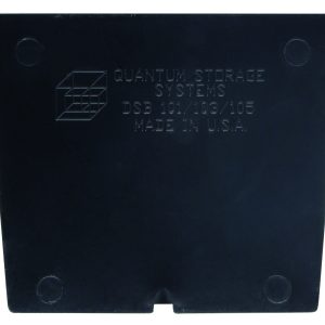 A rectangular black storage bin, engraved with Quantum Storage Systems DSB 101/103/105 Made in U.S.A. on the front, is perfect for Bin DSB101 (pack of 50) and can also hold a Quantum Bin Divider.