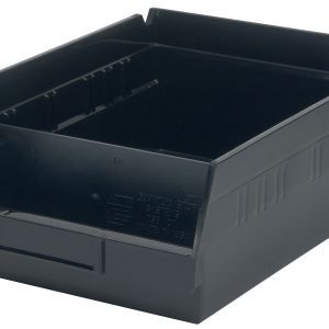 The black QSB108CO bin has an open top and angled front for easy access, plus a smooth grooved surface and label holder. Its perfect for organizing with optional Quantum Bin Dividers, made in the USA, designed for use with QSB107CO, QSB108CO, and QSB114CO bins.