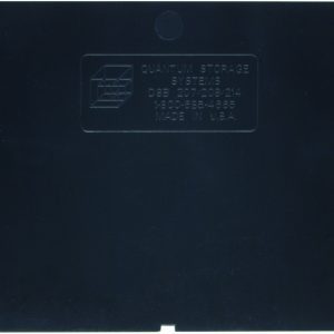 This Quantum Bin Divider pack, compatible with QSB207, is black plastic and embossed with the Quantum Storage Systems logo, contact info, and Made in USA text. Ideal for efficient storage organization.