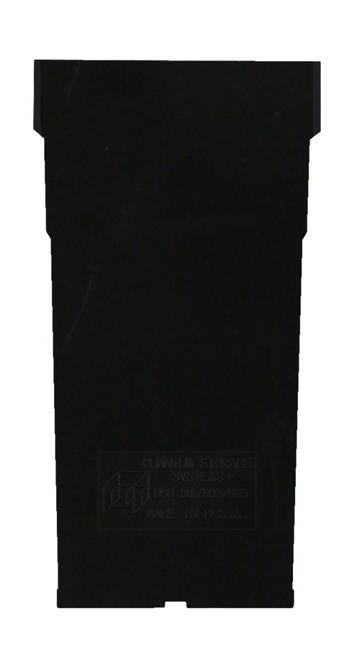 DSB 801 A black Quantum Bin Divider, designed for QSB801, QSB803, and QSB805, subtly features the Quantum Storage Systems logo and Made in U.S.A. text.