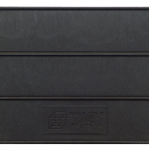 A black Quantum Storage Systems lid, textured and rectangular, compatible with SSB423. Embossed branding features the logo and Quantum Storage Systems text, plus Made in U.S.A.