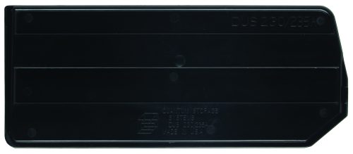 DUS230-235A.jpg Rectangular black object with a tapered end, marked DUS 230/235H, is the smooth bin divider compatible with QUS230 and QUS235 bins. Its reflective, has small markings, and comes in a pack of 6. Product: Quantum Bin Divider for Bins QUS230/QUS235, made in USA.