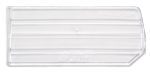 Clear Quantum Bin Divider, made in the USA for bins QUS230 and QUS235, features grooves and a textured pattern for grip with subtle size and origin text. Pack of 6.