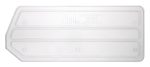 The Quantum Bin Divider, clear and rectangular with straight edges and small circular notches, is ideal for organizing QUS241 bins (pack of 6). Made in the USA.