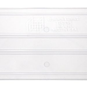 The Quantum Bin Divider, clear and rectangular with straight edges and small circular notches, is ideal for organizing QUS241 bins (pack of 6). Made in the USA.