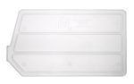The clear Quantum Bin Divider with beveled edges fits the Qus242 bin, featuring three horizontal ridges, four corner indents, and a faint embossed logo. Proudly made in the USA. Comes in a pack of 6.