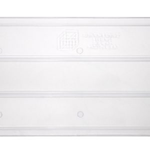 The clear Quantum Bin Divider with beveled edges fits the Qus242 bin, featuring three horizontal ridges, four corner indents, and a faint embossed logo. Proudly made in the USA. Comes in a pack of 6.