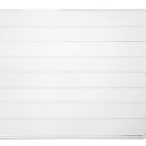 The Quantum Bin Divider is a clear, transparent, rectangular cover with parallel ridges and a slanted corner, designed to fit bin Qus270. Made in the USA, it comes in a pack of 6 and stands out against a white background.