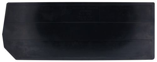 A large, flat black plastic Quantum Bin Divider for use with QUS950 has an embossed label stating Quantum Storage Systems, Div. 951, Pack of 6, Made in USA. For inquiries, call 1-800-685-4665.