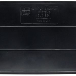 The Quantum Bin Divider, black and made in the USA, features a slightly textured surface and is tailored for use with QUS954. It includes the text: Quantum Storage Systems, DIV 584, P-8061-010-0000 and comes in a pack of 1.