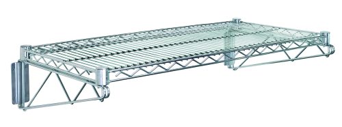 The Quantum Cantilever Single Shelf features a 24W x 12D wire shelf in a sleek, chrome-plated finish with a rectangular grid pattern. Supported by two 12 cantilever arms and mounting brackets, its perfect for adding modern style and versatile storage to any space.