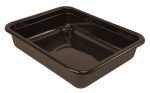 The Quantum Bussing Tub, a brown, USA-made rectangular polypropylene tray with slightly raised edges and a shiny flat bottom, is ideal for holding or serving items.