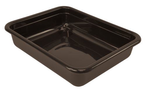 FSB-20155BN.jpg The Quantum Bussing Tub, a brown, USA-made rectangular polypropylene tray with slightly raised edges and a shiny flat bottom, is ideal for holding or serving items.