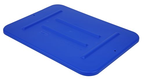 FSB-L2216BL.jpg The Quantum Bussing Tub Lid, made in the USA from blue polypropylene, measures 22W x 16-1/2D x 3/4H and is designed for use with FSB-20155R. It features two raised parallel lines across its rectangular shape with small indentations near the corners. NSF certified.