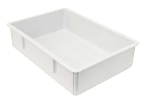 FSB-PT26186WT.jpg The Quantum Pizza Dough Box, measuring 26L x 18W x 6H, is a large, white, polypropylene storage bin with a smooth rectangular shape. It is stackable and dishwasher safe, ideal for organizing spaces or serving as a pizza dough box in busy kitchens. Made in the USA.
