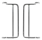 The Quantum Side Hanger pair, designed for QMB510C, features a U-shaped design with two metal hooks in a chrome plated finish. The shiny, reflective surface and curved ends stand out against a plain white background, highlighting their symmetrical appearance.