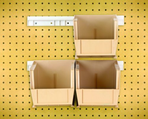 HNS230RAIL_IV.jpg The Quantum Hang-N-Stack Bin complete package includes four ivory bins measuring 10-7/8L x 5-1/2W x 5H (QUS230) and two bin rails, creating an ideal storage solution.