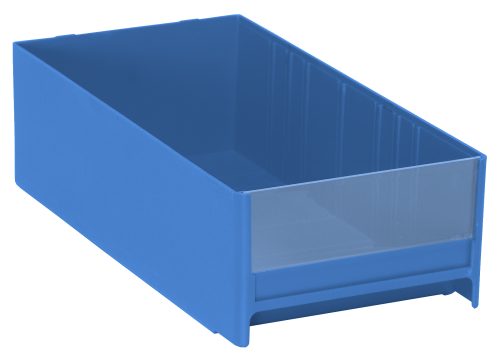 IDR204_BL.jpg The Quantum Interlocking Cabinet Drawer, made of high-impact polystyrene and measuring 11L x 5-5/8W x 3-5/16H, includes a transparent front panel. This blue storage bin is ideal for organizing and fits seamlessly into any cabinet drawer. Proudly made in the USA.