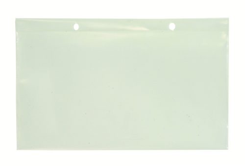 The DG92050 Quantum Label Holder is a clear, 5W x 3H plastic pouch with two holes for hanging, designed for effortless light passage and compatibility with DG91050, sold in packs of 6.