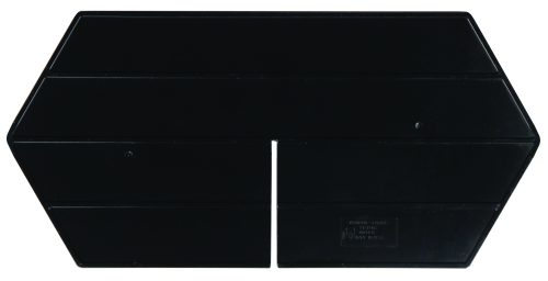 The Quantum Long Divider, crafted for use with QP1496, features a sleek black chevron design and a central slit. With a smooth, glossy finish, it is made in the USA and comes in a pack of 10.