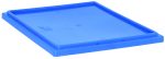 The Quantum Tote Box Lid, compatible with SNT225 and SNT230, is a blue, USA-made lid crafted from durable plastic featuring a rectangular shape with raised edges and a smooth, flat surface.