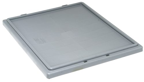 A gray Quantum Tote Box Lid, designed for Snt225 and Snt230, features small hinges on one side and lies flat on a white surface. Made in USA.