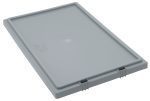 The Quantum Tote Box Lid, made in the USA for use with Snt240, is a rectangular gray plastic lid with reinforced edges and side clips. It features a smooth surface and a slightly raised central area for added stability.