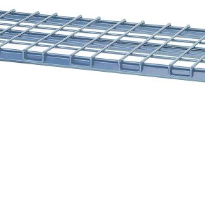 The Quantum Dunnage Platform Rack is a mobile, industrial platform dolly featuring a wire grid surface, 3-sided frame, and four 5 swivel polyurethane casters (two with brakes). Its gray epoxy antimicrobial finish and donut bumpers make it ideal for efficient heavy item transport.