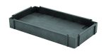A gray Quantum Shelf, 36W x 18D, designed for PC3518-33-3, features a black rectangular plastic tray with raised edges and two small holes on one side.