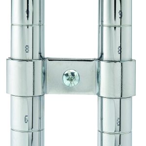 Close-up of the Quantum Post Clamp, 3-1/3 with a shiny metal structure featuring two vertical rods connected by a central horizontal bar. A central screw is present on the 3-1/3 bar, and the rods have evenly spaced etched lines.