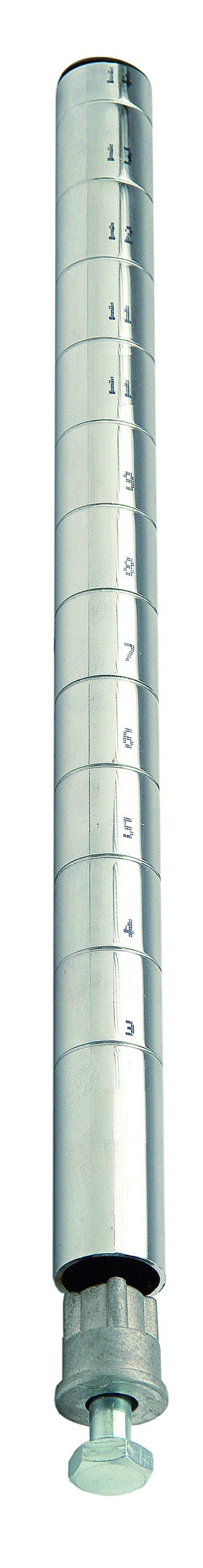 POST_C.jpg The Quantum Post with Leveling Legs, 14 H, features numbered grooves in 1 increments and a chrome-plated finish. It includes (1) W-PLI and (1) W-PLB for versatile use and is NSF certified.