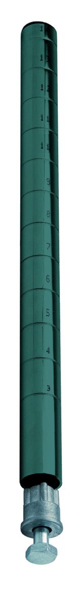 The Quantum Post, 14 high with leveling legs, features numbered grooves in 1 increments for accurate measurements. It includes (1) W-Pli and (1) W-Plb and has an NSF-certified green epoxy antimicrobial finish.