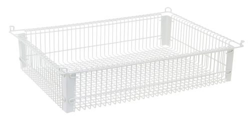 PS-WB22145.jpg The Quantum Partition Store 14W x 22D x 5H Wire Basket is white, rectangular, and features a grid pattern with side handles, making it ideal for storage and organization.