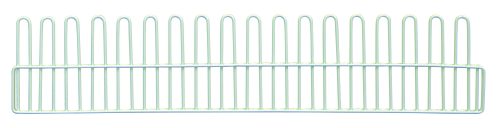 Displayed horizontally against a white background, this light green, wide-toothed plastic hair comb resembles the sleek Quantum Partition Store 5 Basket Long Divider, ideal for any shop looking to organize with style.