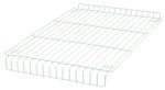 The Quantum Partition Store features a white metal cooling rack with a flat shelf design, parallel wires, and raised edges on three sides, ideal for cooling baked goods. Its sleek white finish is highlighted against a plain white background.
