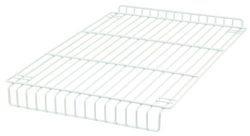 The Quantum Partition Store features a white metal cooling rack with a flat shelf design, parallel wires, and raised edges on three sides, ideal for cooling baked goods. Its sleek white finish is highlighted against a plain white background.