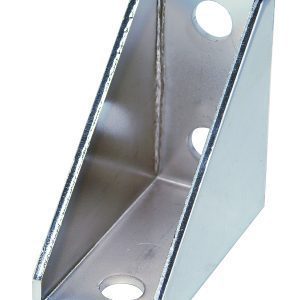 A Quantum Post Mount Bracket, available in a 4-pack, has a right-angle design with three circular mounting holes and a smooth, shiny surface indicating stainless steel or similar material.