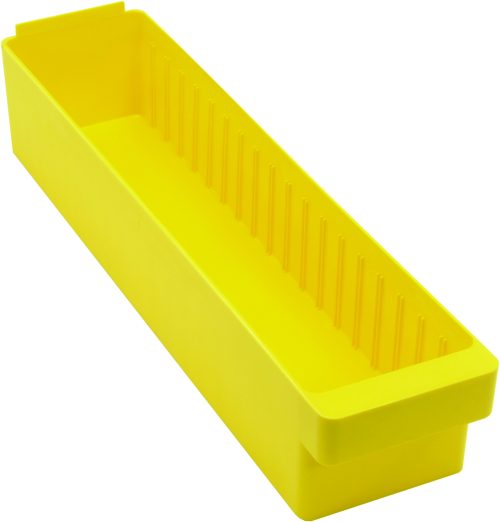 QED603_YL.jpg The Quantum Super Tuff Euro Drawer, measuring 24L x 5-9/16W x 4-5/8H, is a long, high-impact polystyrene organizer tray with dividers in bright yellow, expertly made in the USA for neat item separation.