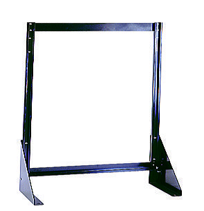 QFS124.jpg The Quantum Tip Out Bin Floor Stand is a single-sided rack made from 14 gauge steel with a black coated finish, featuring a rectangular frame and angled support base. Ideal for electronic components, it measures 1D x 23-5/8W x 28H and comes without bins. The background is plain white.